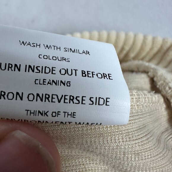 Beige Ribbed Hoodie Sweatshirt 2XL 100% Polyester Pullover With Kangaroo Pocket - Picture 4 of 4